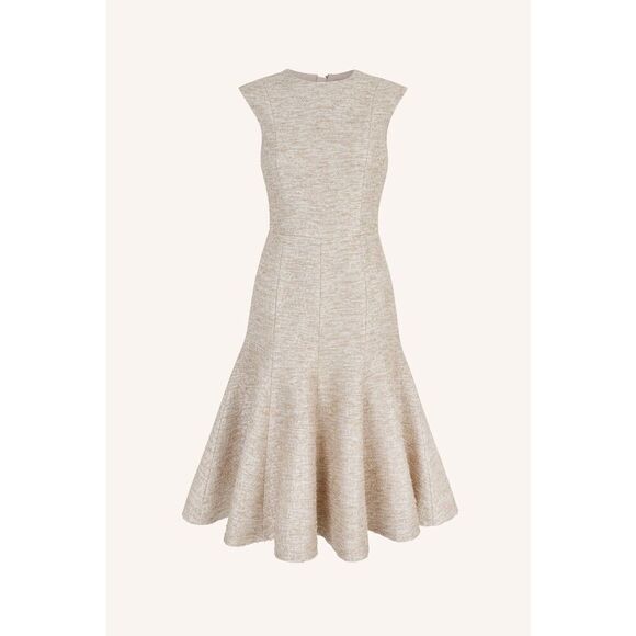 Emilia Wickstead DENVER DRESS IN BEIGE AND SILVER JACQUARD TWEED US6 - Picture 7 of 12